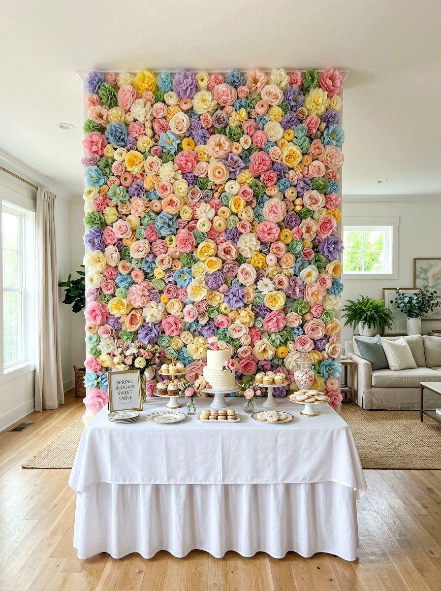Spring Floral Backdrop - 25 Spring Tissue Paper Flower Ideas