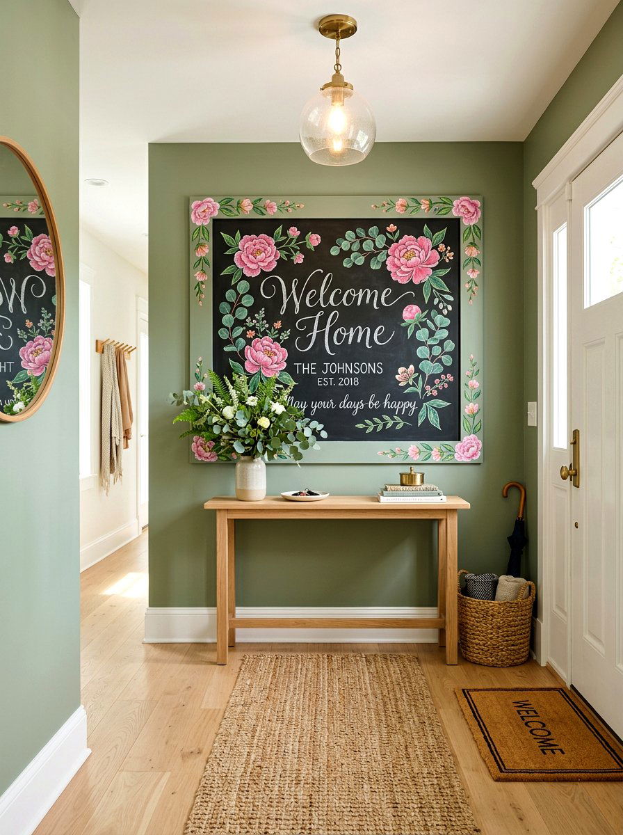Spring Floral Chalkboard Border - 25 Spring Chalkboard Lettering Ideas