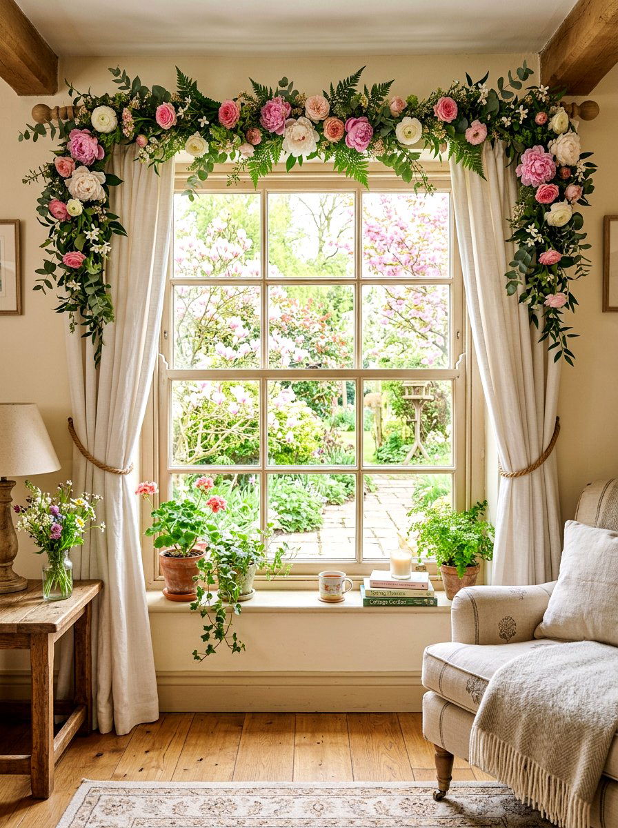 Spring Floral Garland - 25 Spring Window Display Ideas