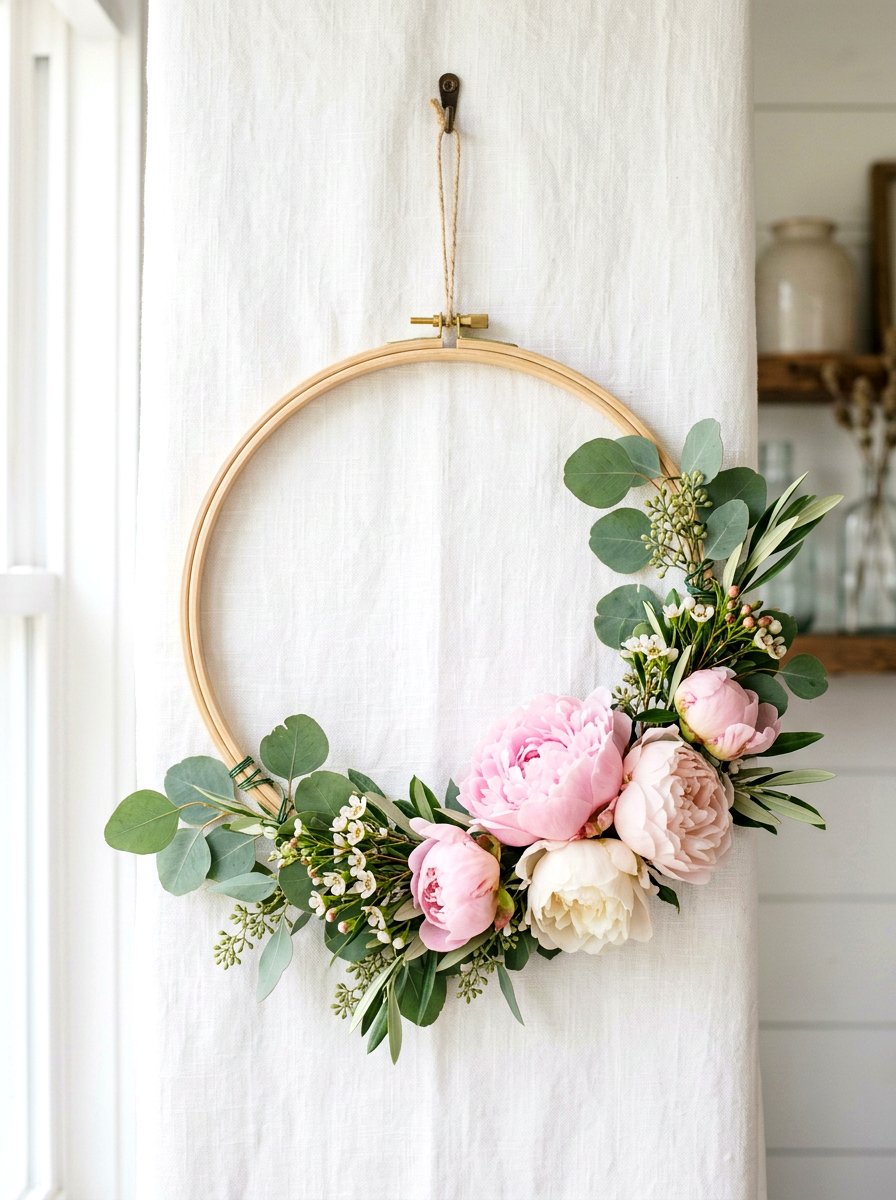 Spring Floral Hoop - 25 Spring Embroidery Hoop Decor Ideas