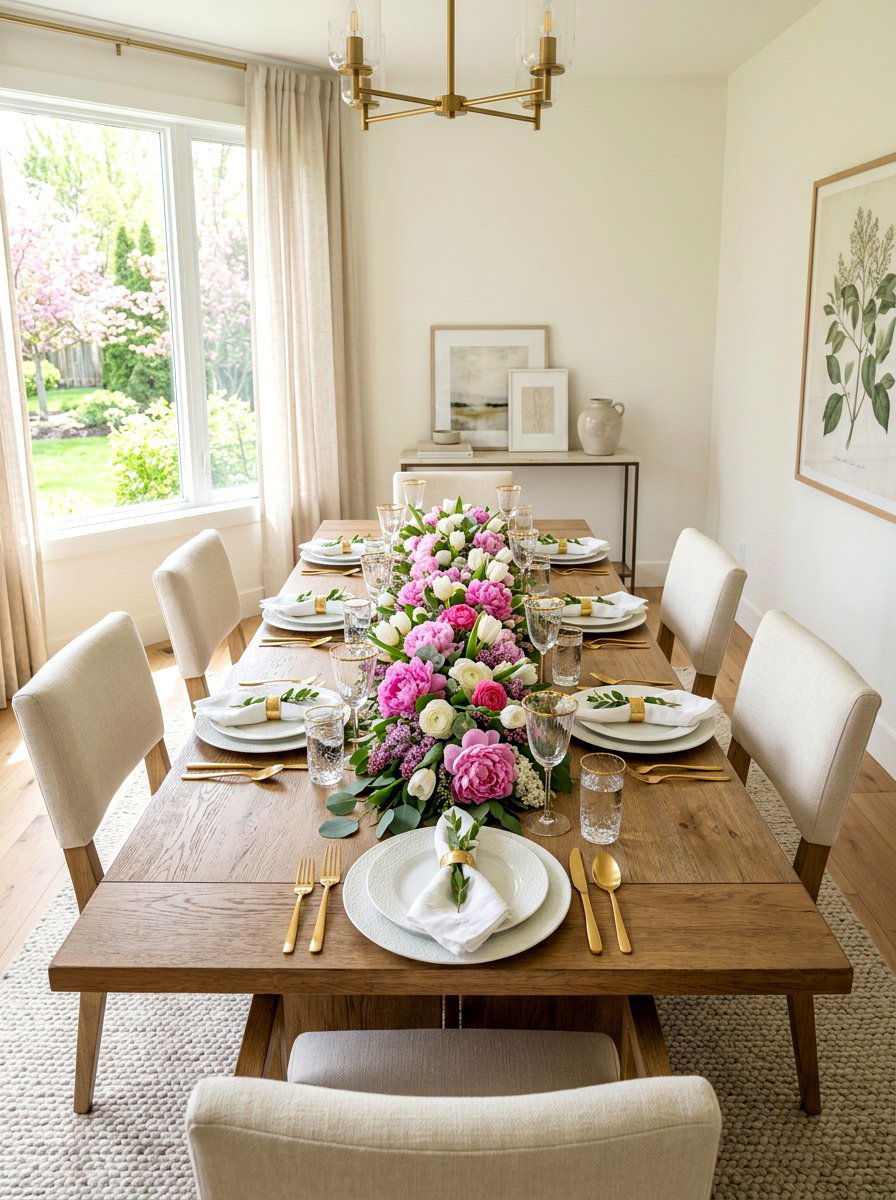 Spring Floral Table Runner - 25 Spring Mother's Day Decor Ideas