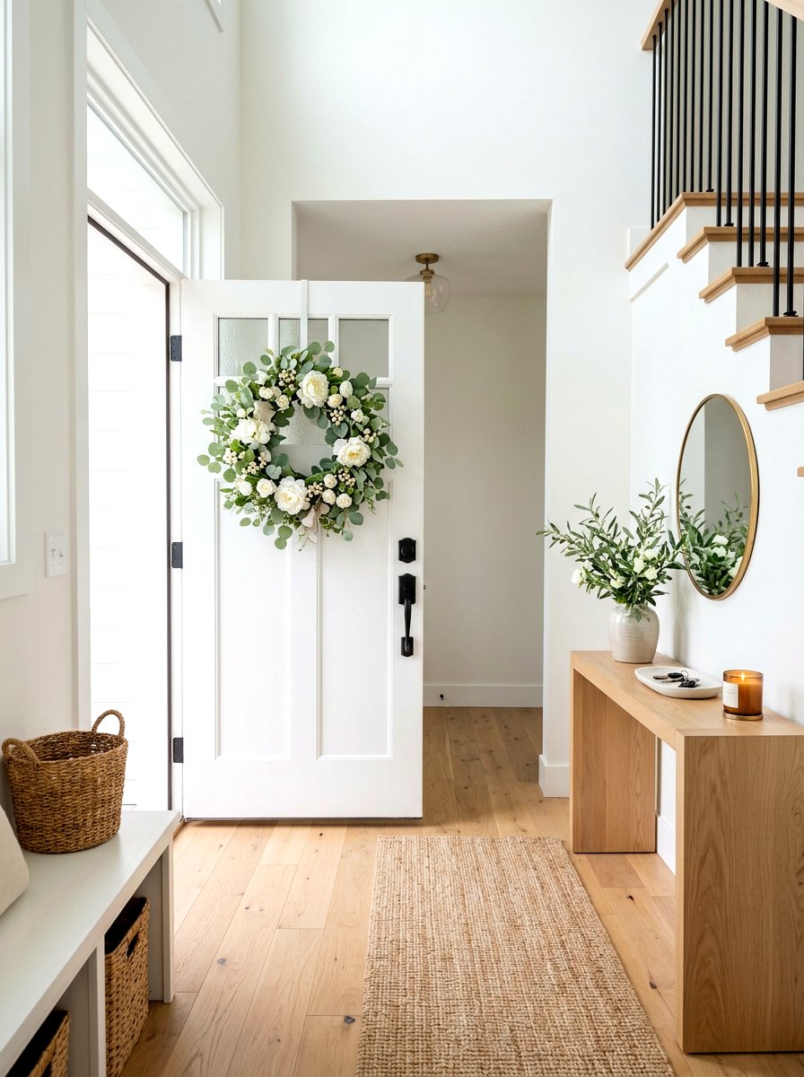 Spring Floral Wreath - 25 Spring Foyer Decor Ideas