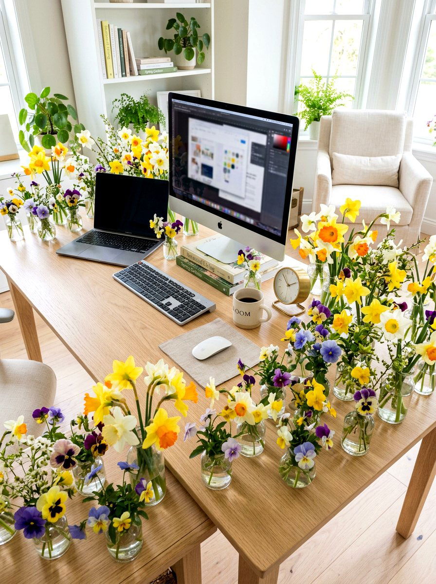 Spring Flower Desk - 25 Spring Desk Decor Ideas