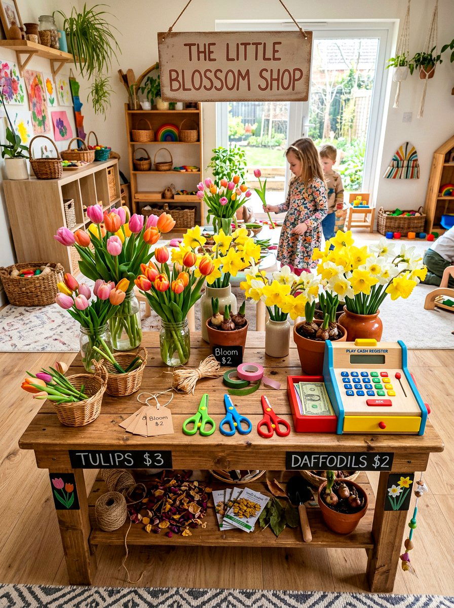 Spring Flower Shop Table - 25 Spring Nature Table Ideas for Kids