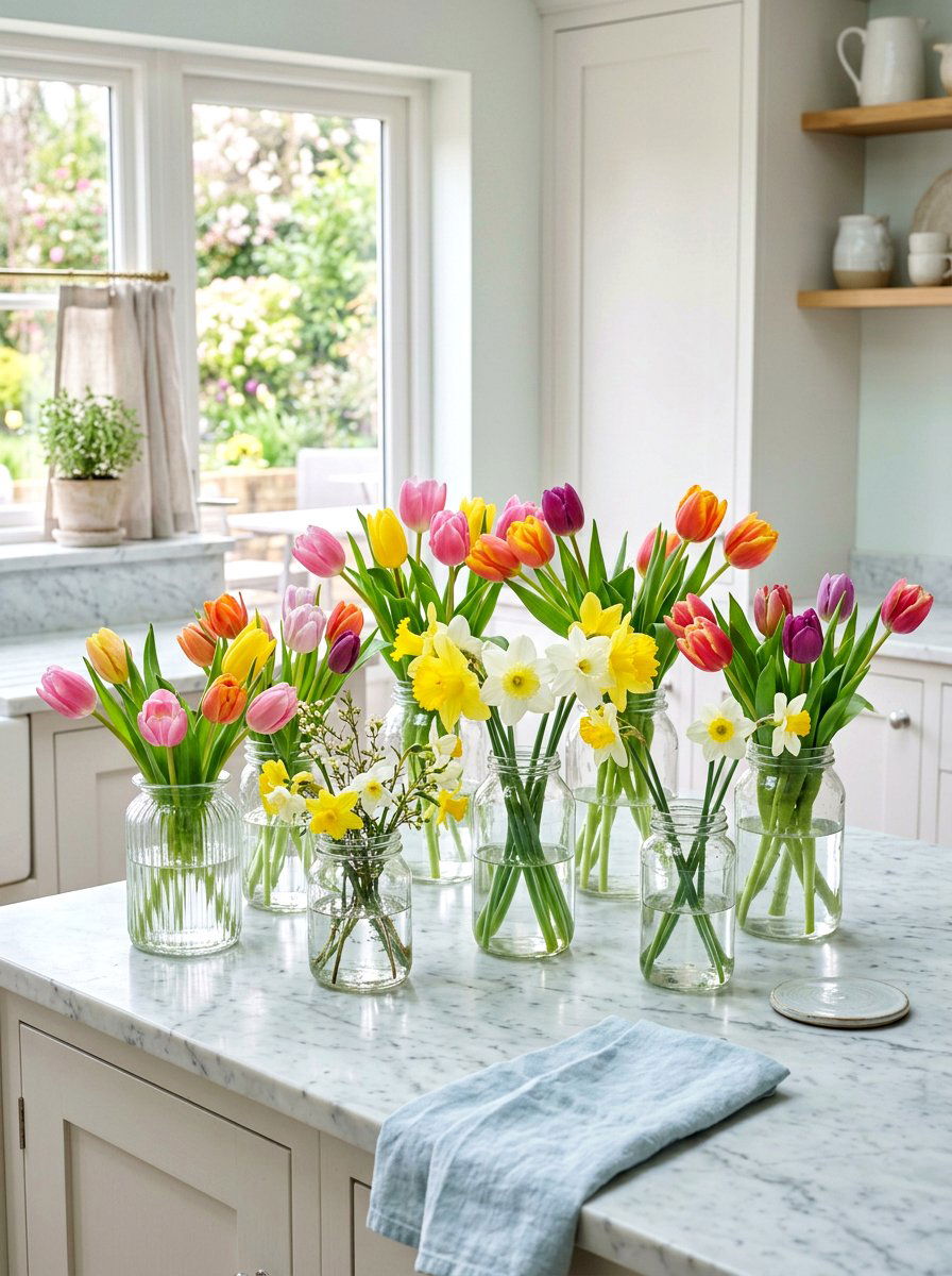Spring Flower Vases - 25 Spring Kitchen Windowsill Ideas