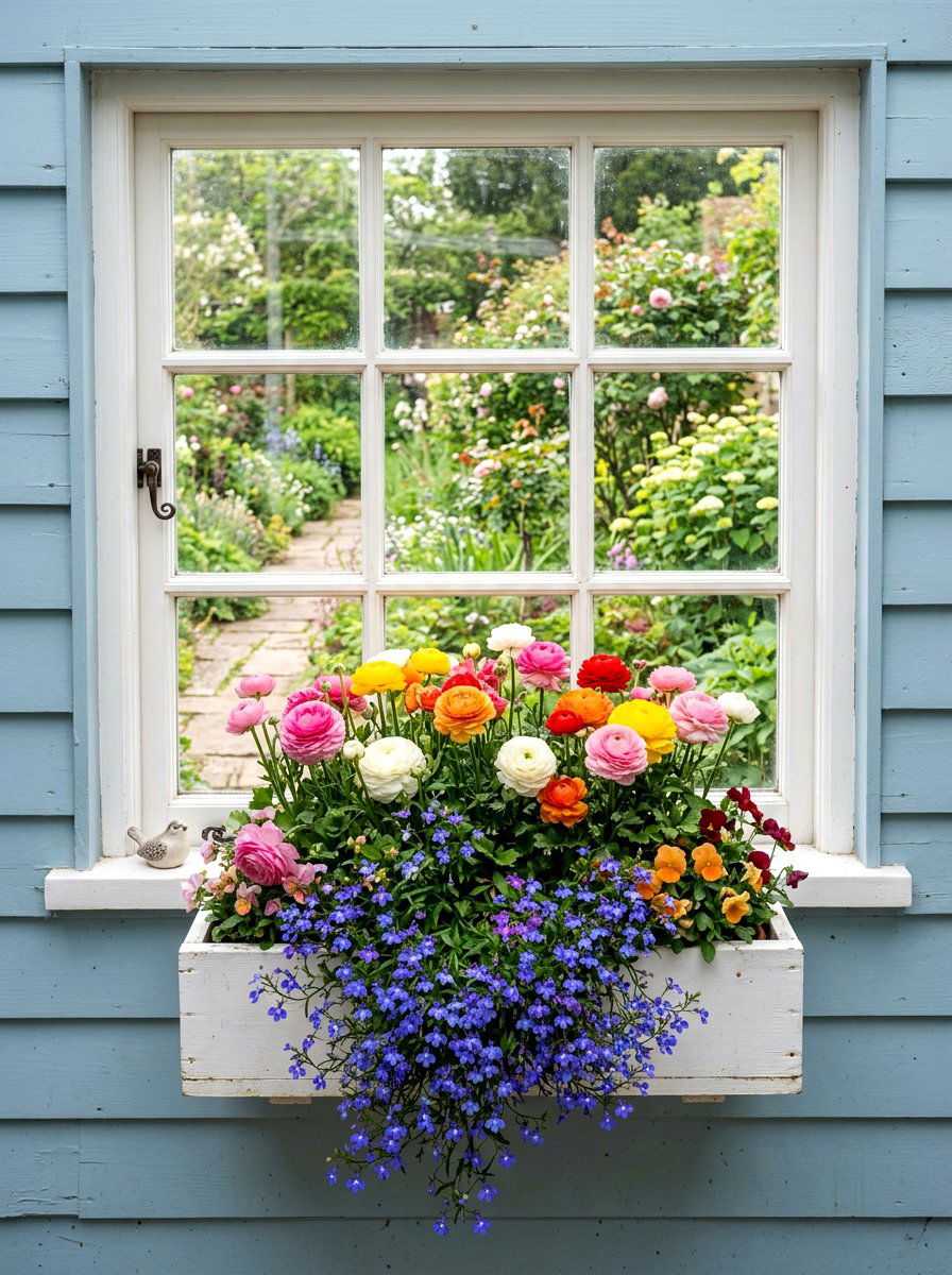 Spring Flower Window Box - 25 Spring Ranunculus Planter Ideas