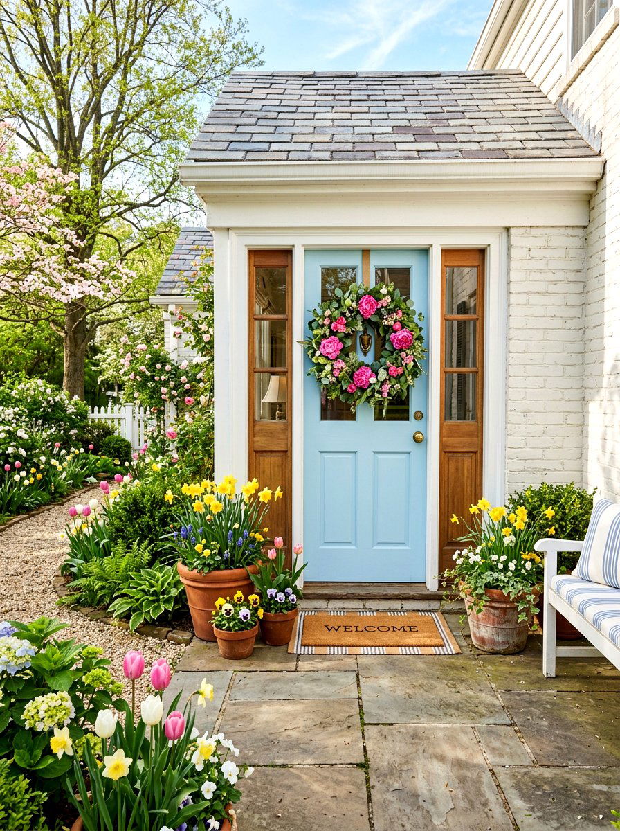 Spring Front Door Wreath - 25 Spring Hallway Decor Ideas
