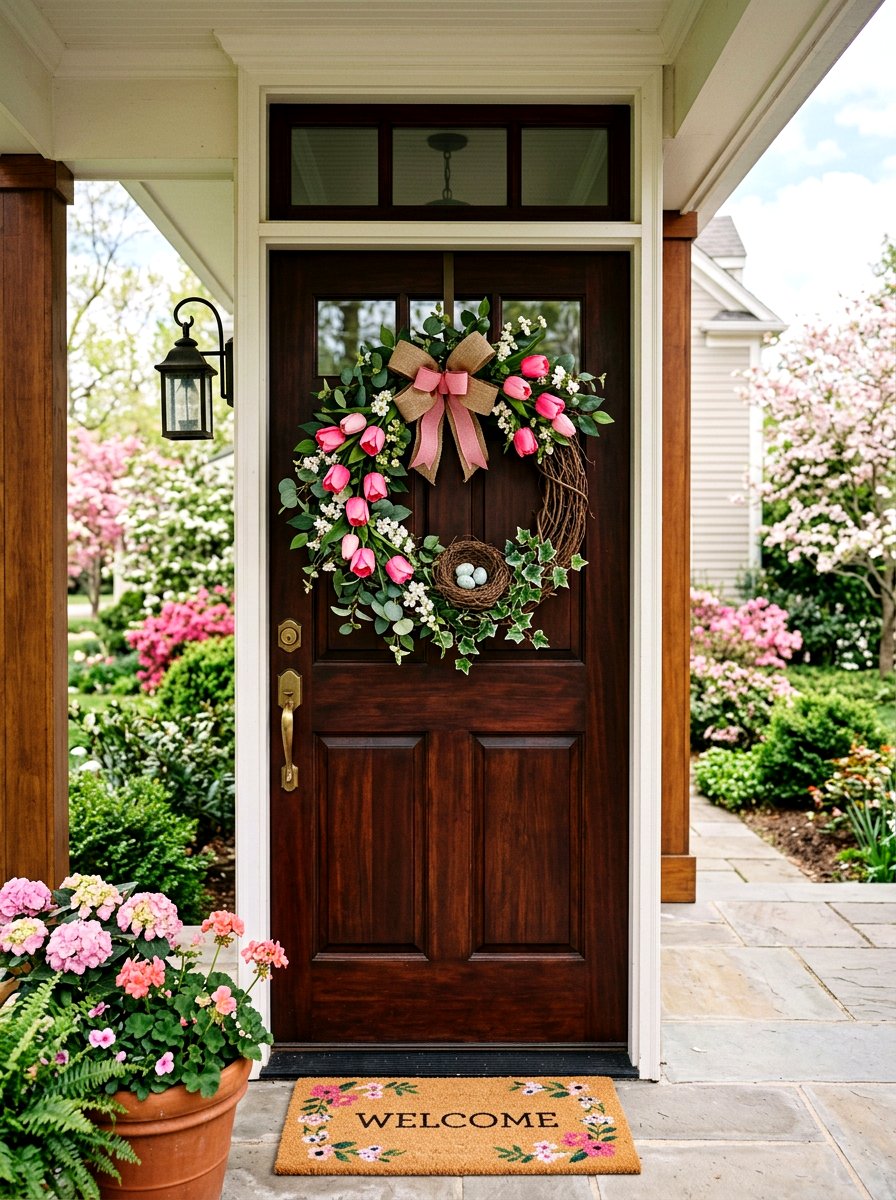 Spring Front Door Wreath - 25 Spring Nest Decor Ideas
