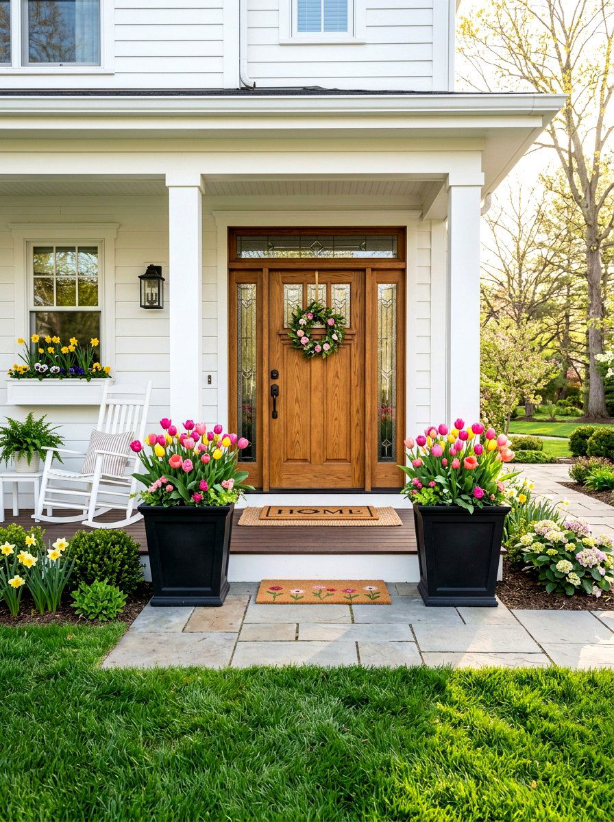 Spring Front Porch Planters - 25 Spring Home Staging Ideas