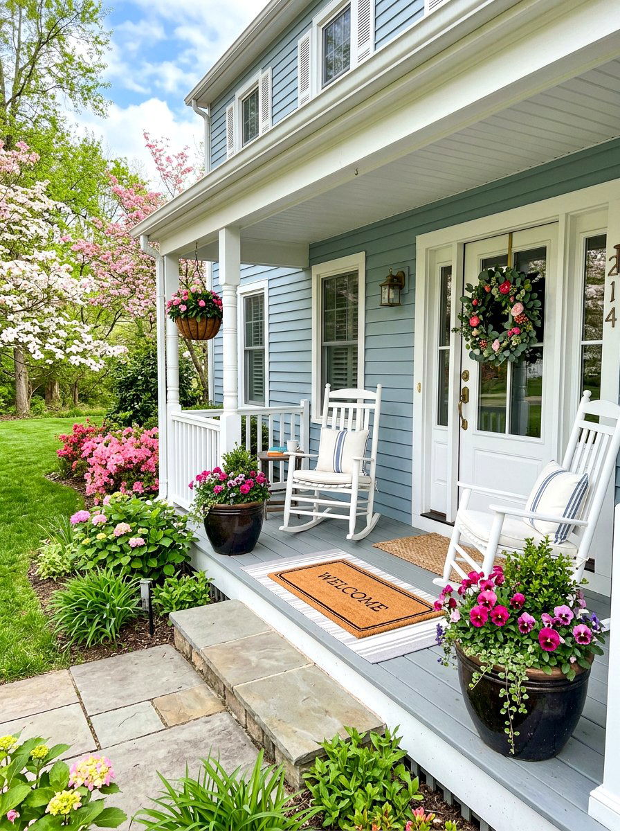 Spring Front Porch - 25 Spring Airbnb Decor Ideas