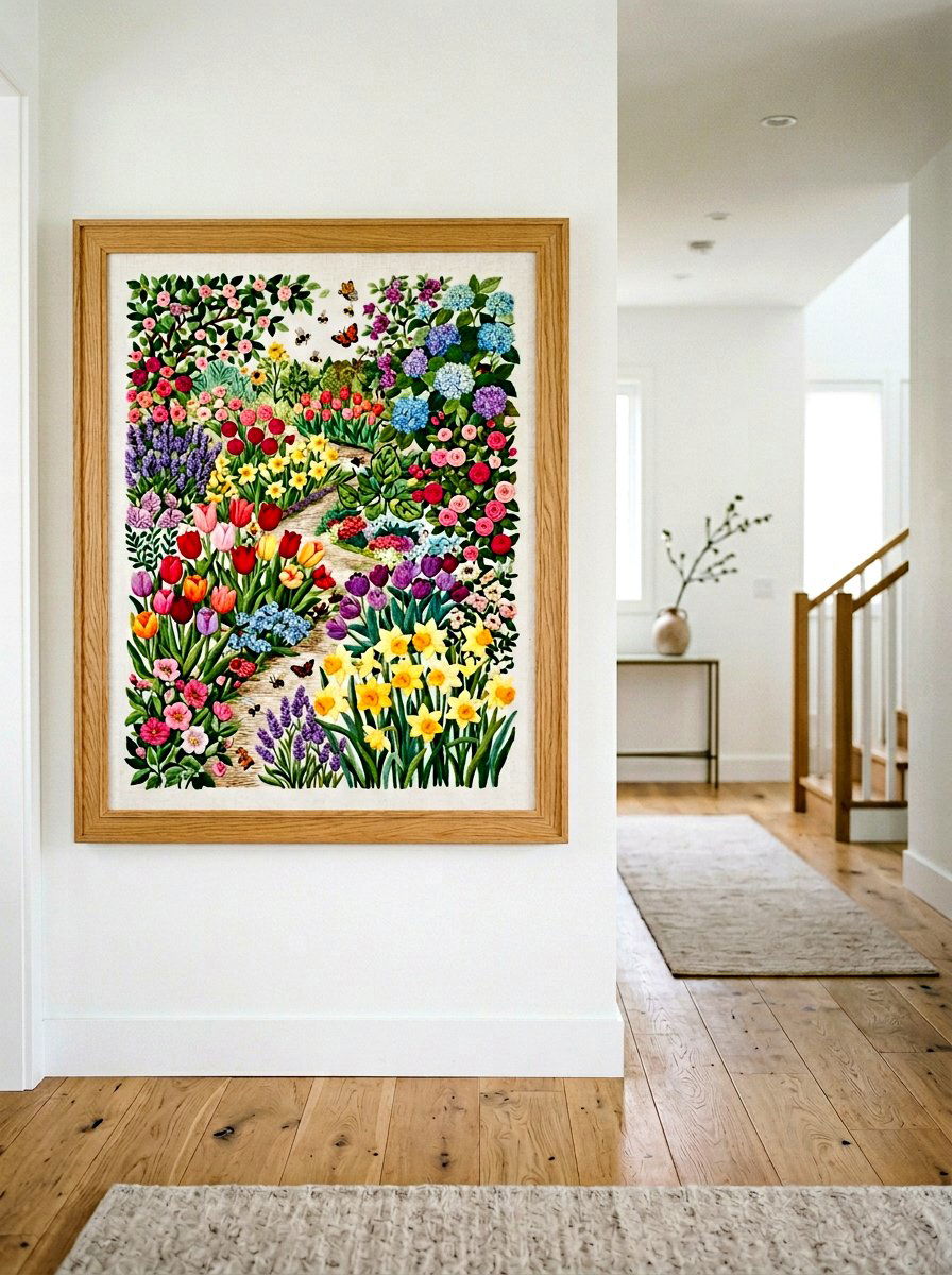 Spring Garden Embroidery - 25 Spring Embroidered Decor Ideas