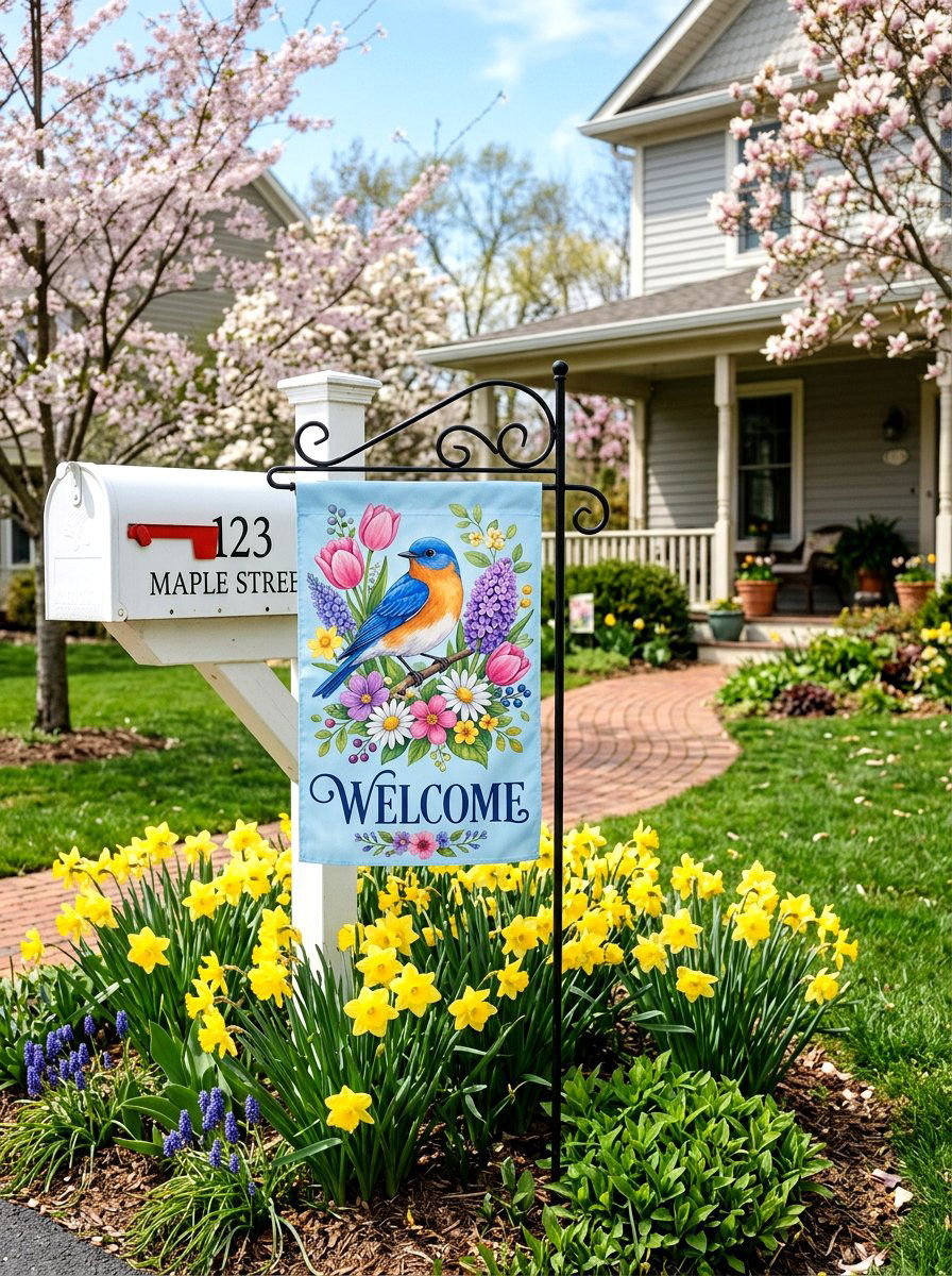 Spring Garden Flag - 25 Spring Yard Decor Ideas
