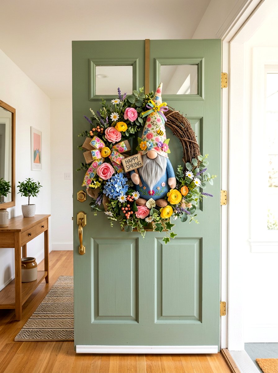 Spring Gnome Wreath - 25 Spring Felt Wreath Ideas