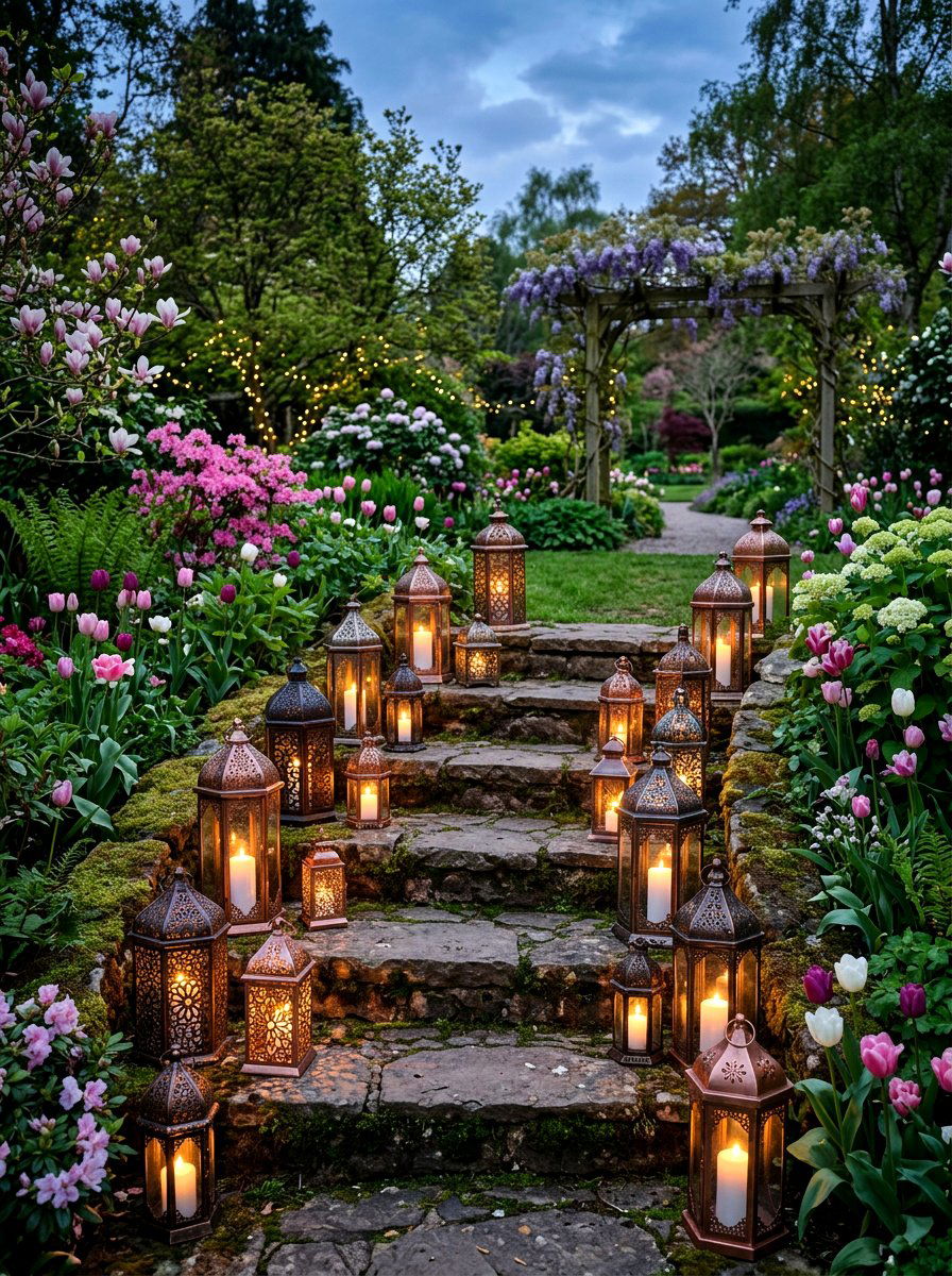 Spring Lantern Display - 25 Spring Garden Party Ideas