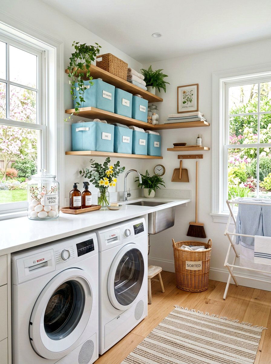 Spring Laundry Room - 25 Spring Robin Egg Decor Ideas