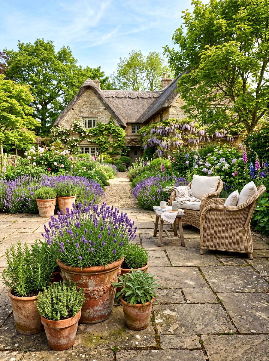 Spring Lavender Pot Patio Decor - 25 Spring Farmhouse Decor Ideas