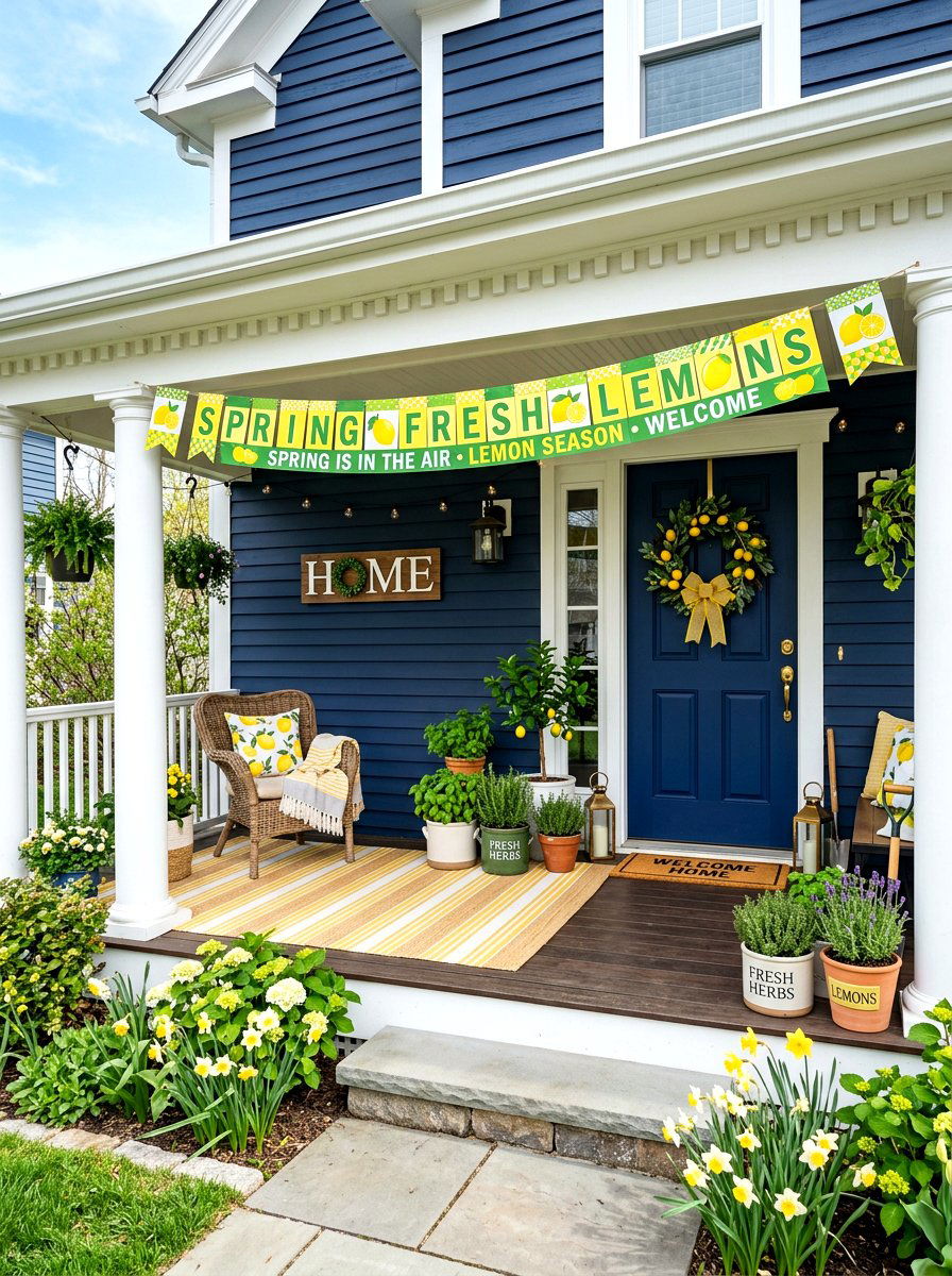 Spring Lemon Porch Decor - 25 Spring Outdoor Banner Ideas