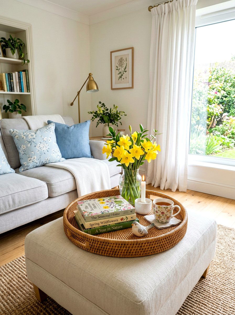 Spring Living Room Tray - 25 Spring Ottoman Tray Ideas