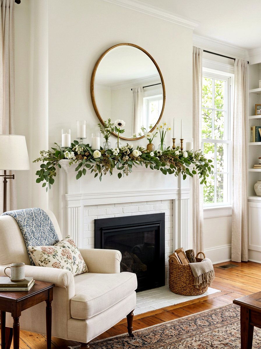 Spring Mantel Decor - 25 Spring Sitting Room Decor Ideas