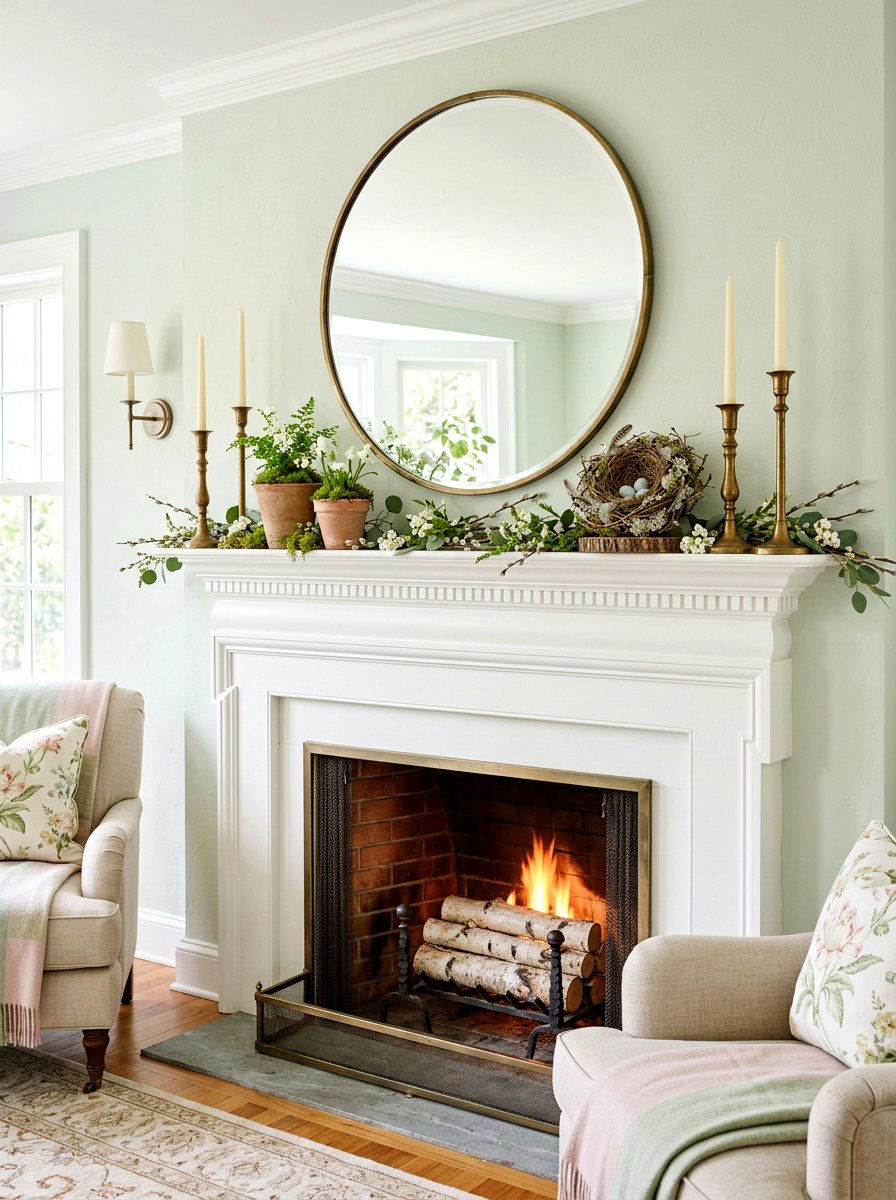 Spring Mantel Decor - 25 Spring Vignette Ideas