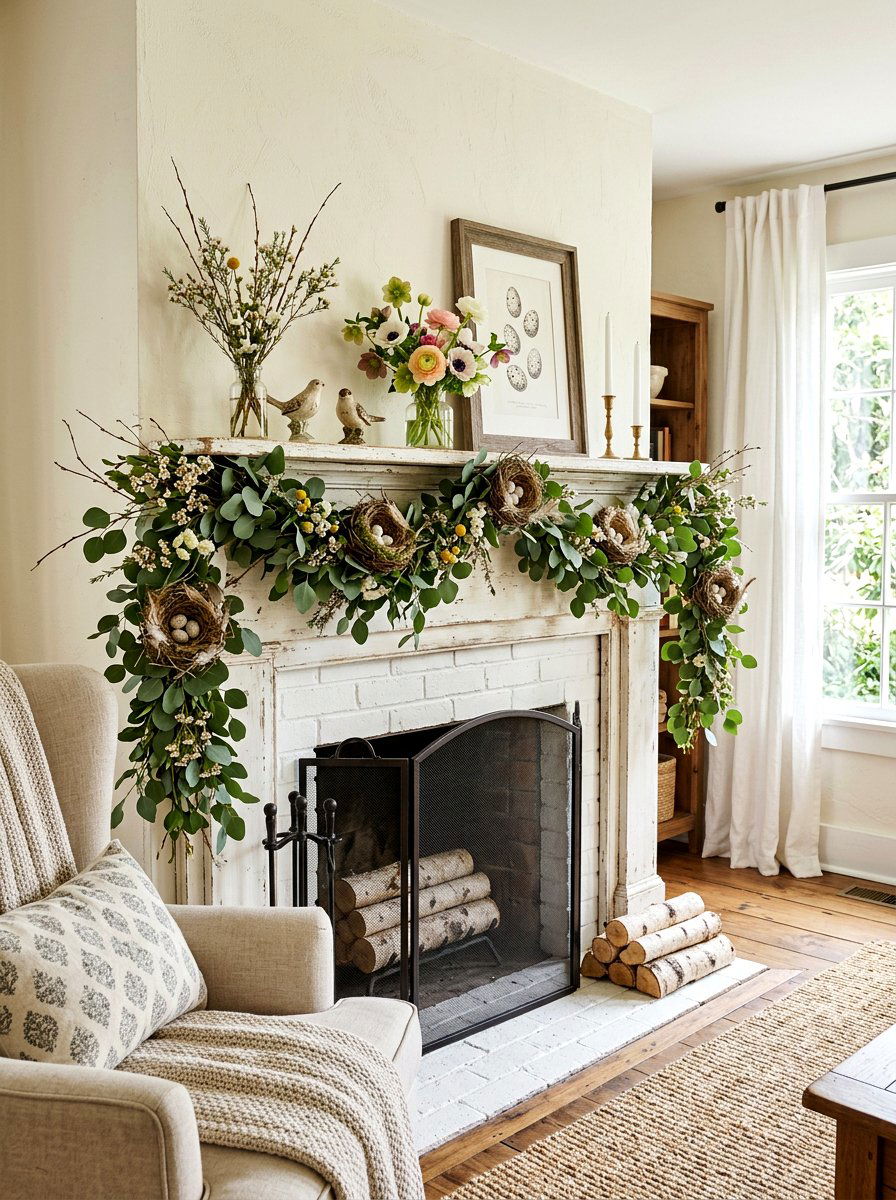 Spring Mantel Decor - 25 Spring Bird Nest Decor Ideas