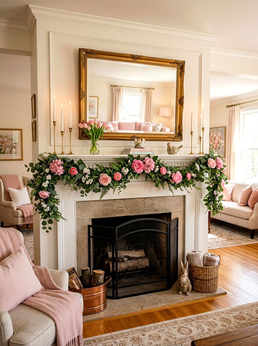 Spring Mantle Decor - 25 Spring Blush Pink Decor Ideas