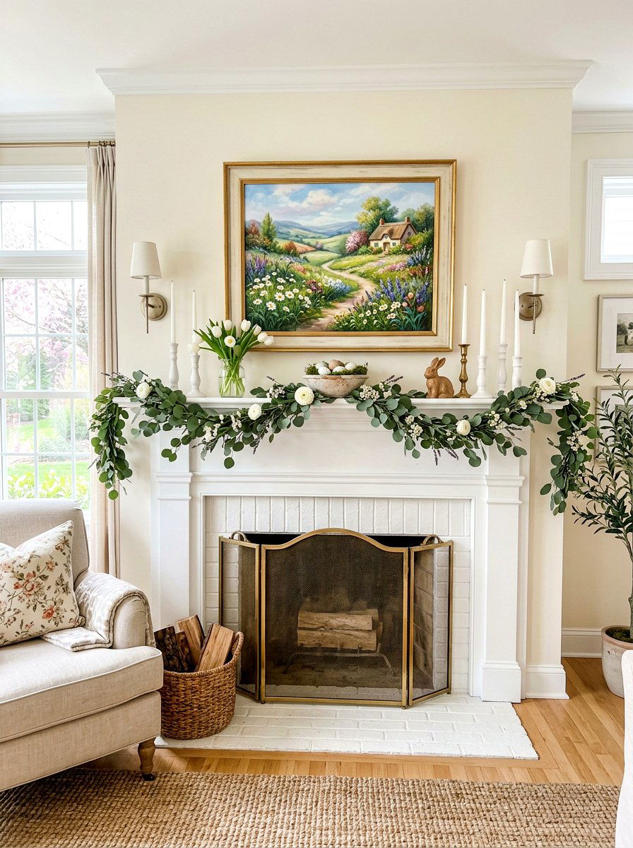 Spring Mantle Display - 25 Spring Boutique Decor Ideas