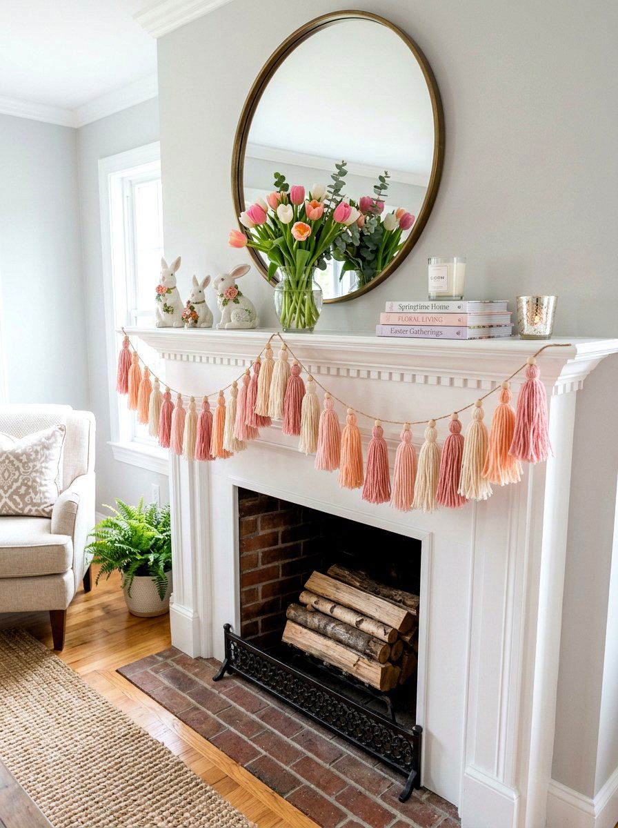 Spring Mantle Tassel Decor - 25 Spring Tassel Garland Ideas