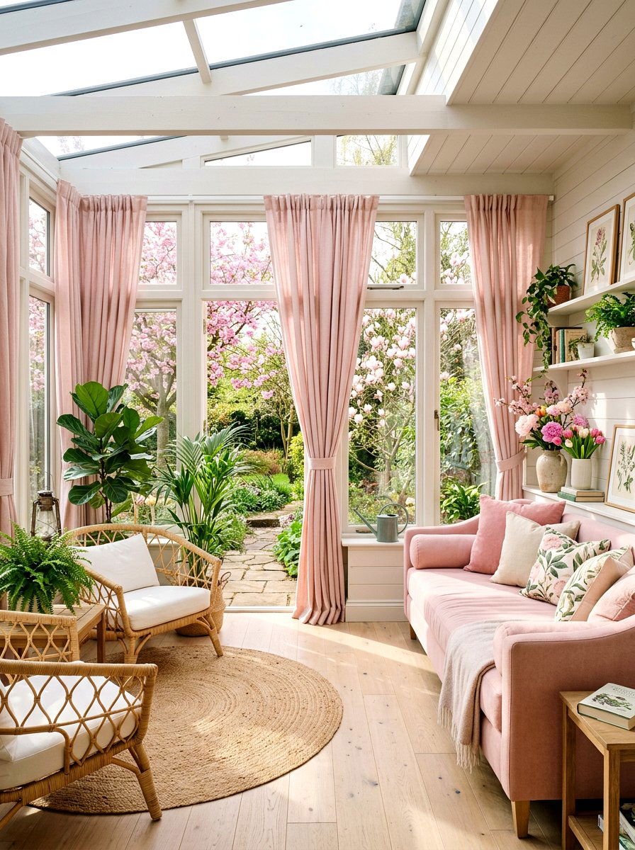 Spring Pink Sunroom - 25 Spring Blush Pink Decor Ideas