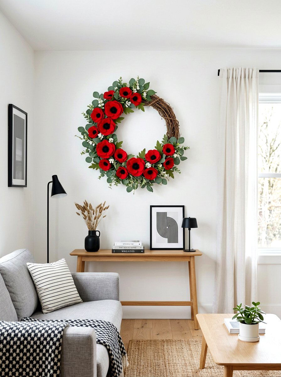 Spring Poppy Wreath - 25 Spring Felt Wreath Ideas