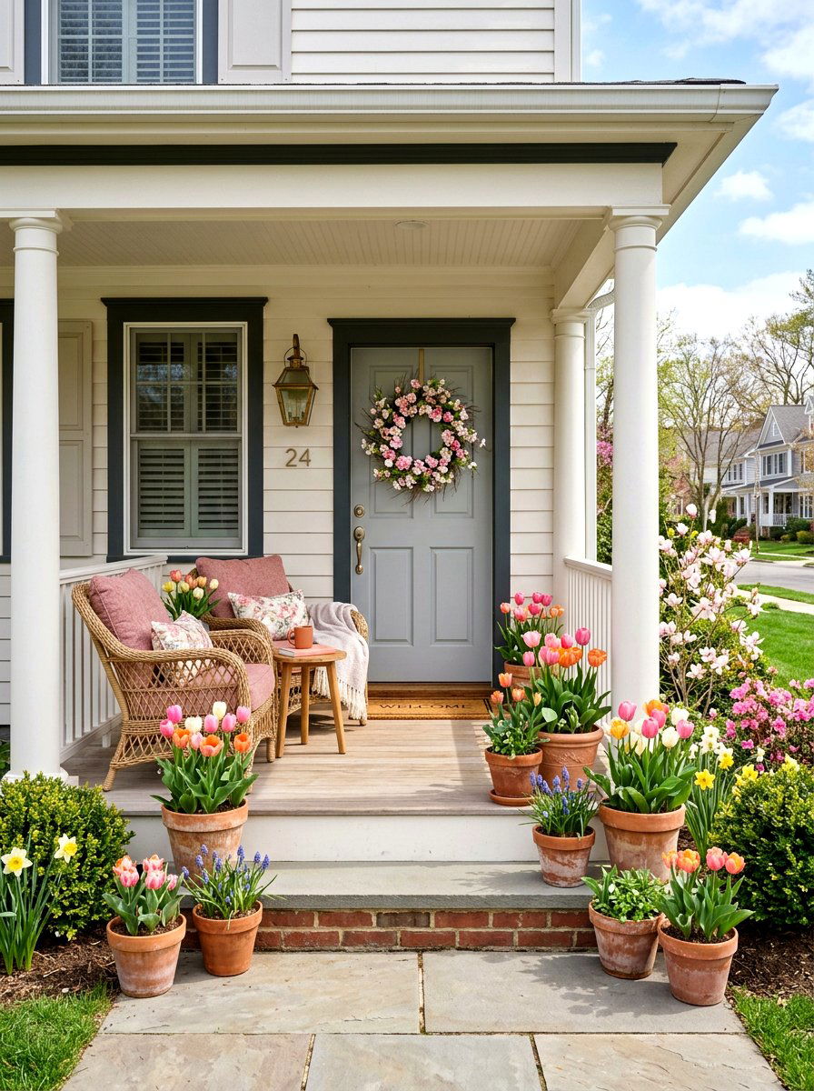 Spring Porch Decor - 25 Spring Blush Pink Decor Ideas