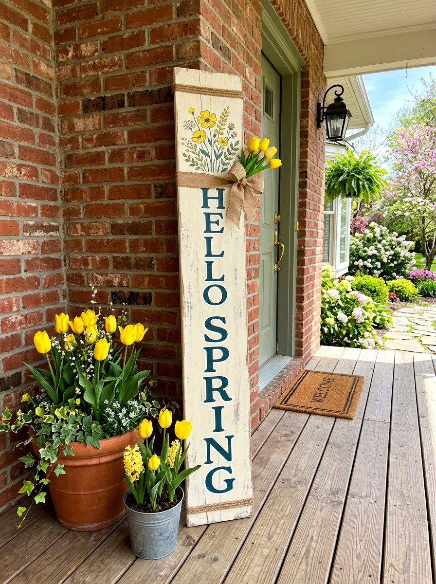 Spring Porch Sign - 25 Spring DIY Decor Ideas