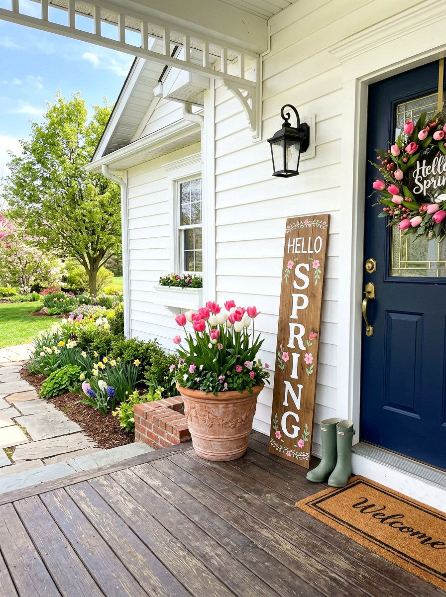 Spring Porch Sign - 25 Spring Dollar Tree Decor Ideas