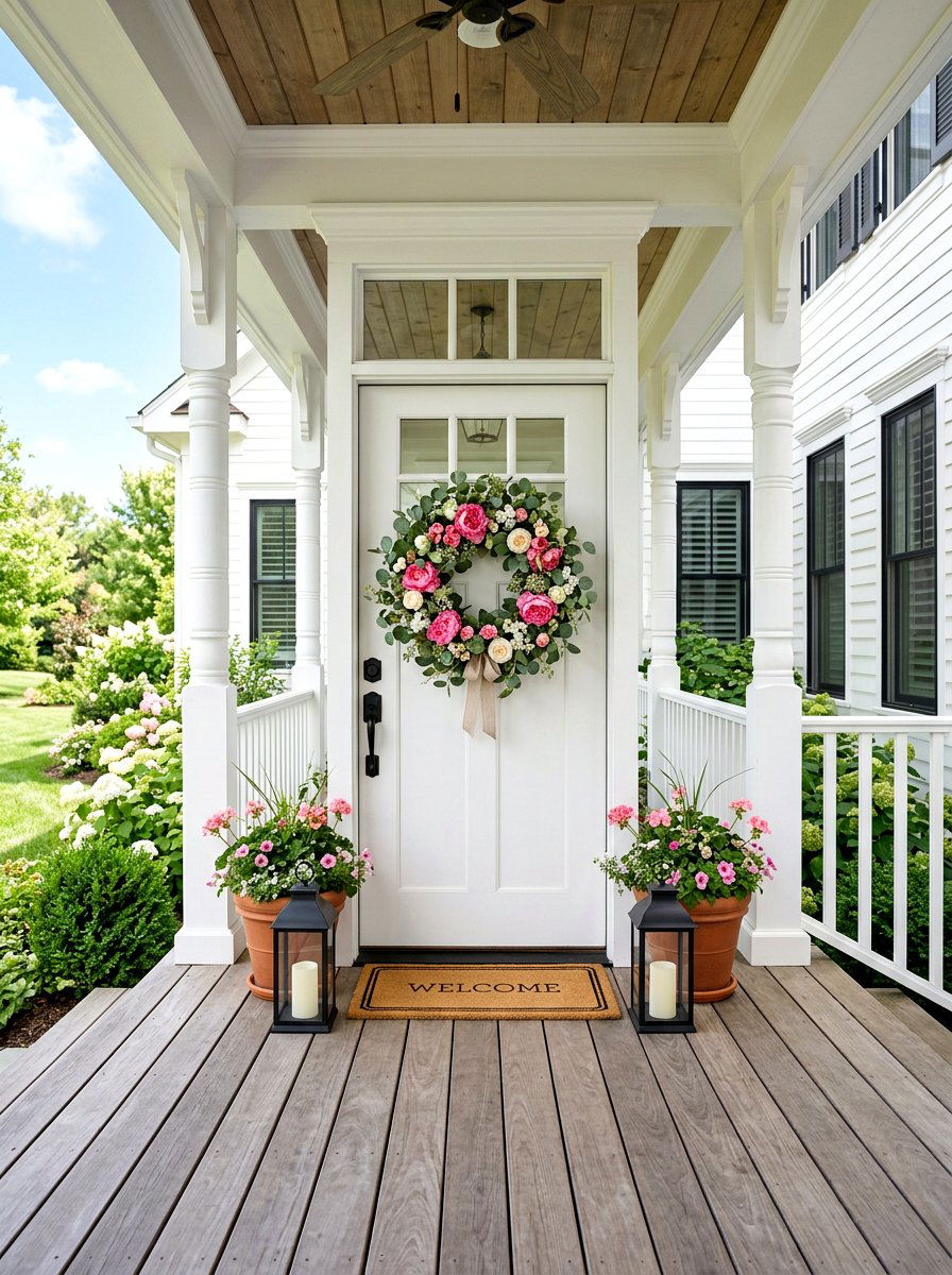 Spring Porch Wreath - 25 Front Porch Spring Decor Ideas
