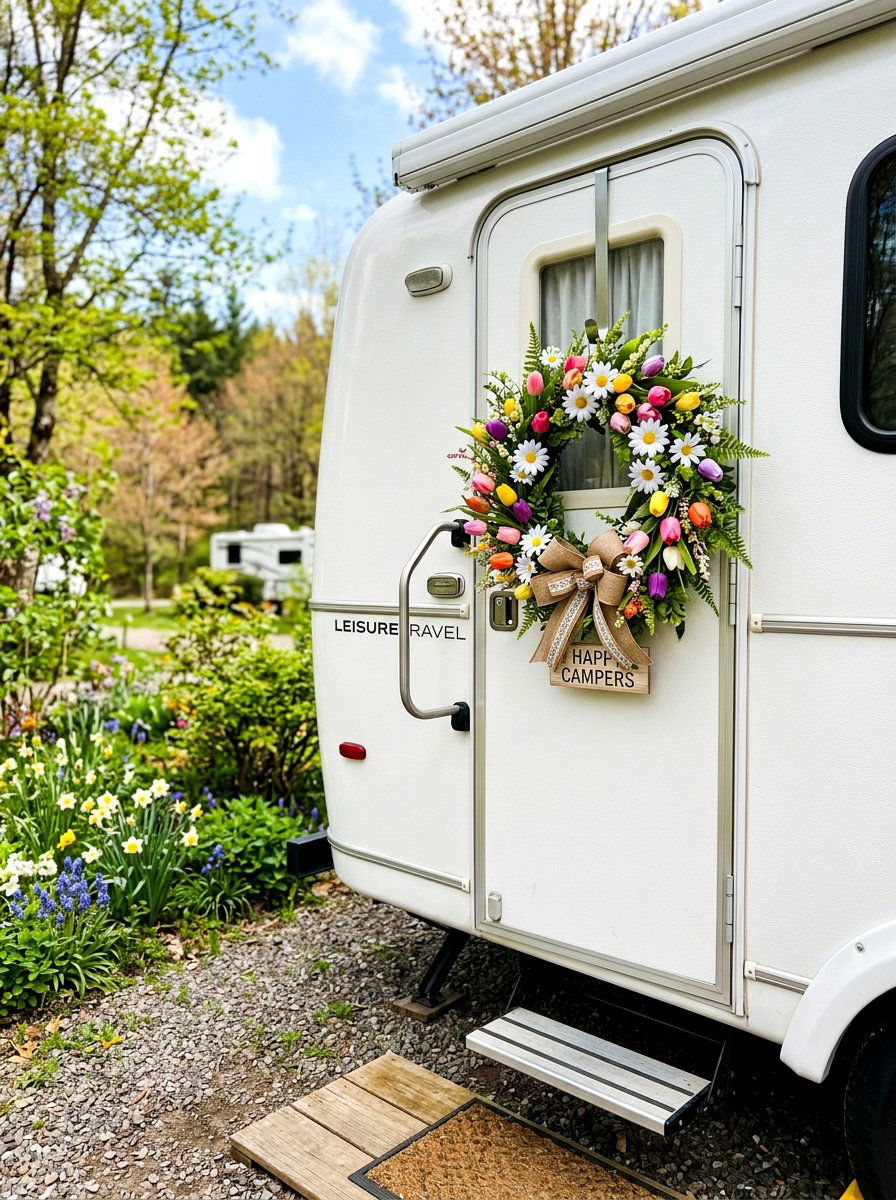 Spring RV Wreath - 25 Spring RV Decor Ideas