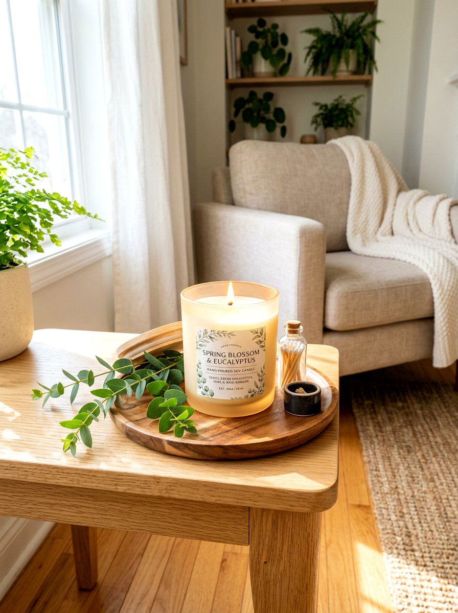 Spring Scented Candle - 25 Spring Entryway Decor Ideas