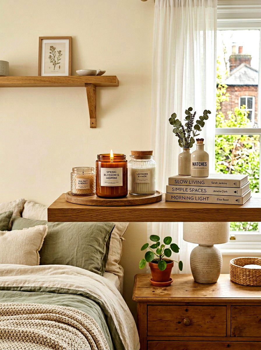 Spring Scented Candle - 25 Spring Bedroom Shelf Ideas