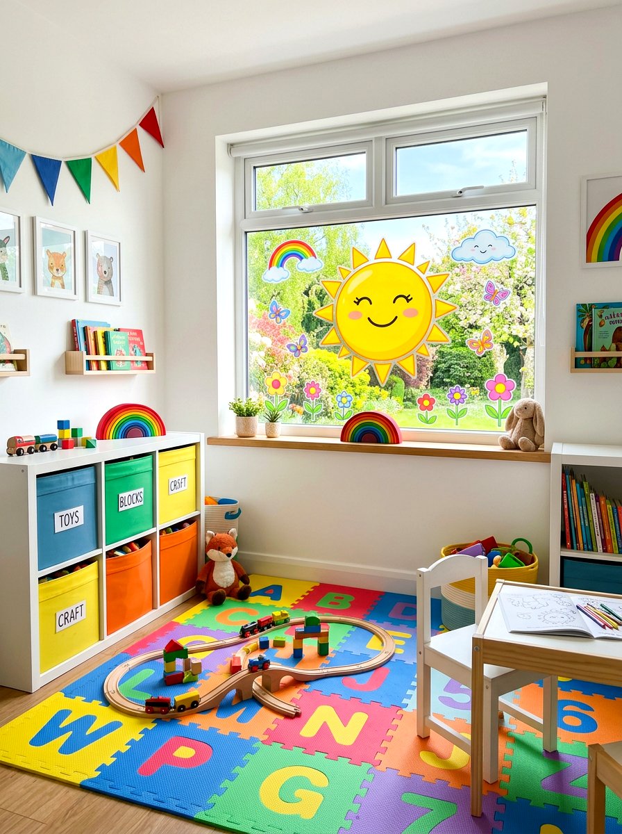 Spring Sun Window Art - 25 Spring Gel Cling Ideas