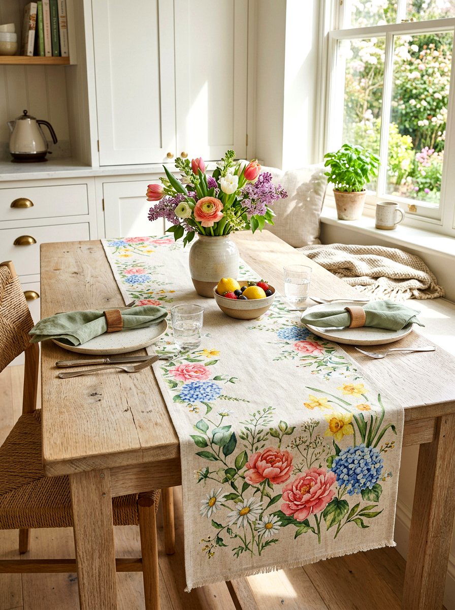 Spring Table Runner - 25 Spring Kitchen Decor Ideas