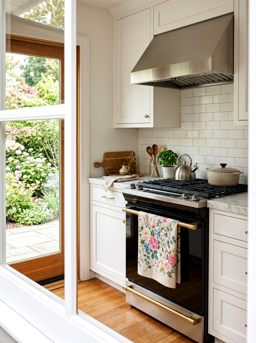 Spring Tea Towel Arrangement - 25 Spring Stove Decor Ideas