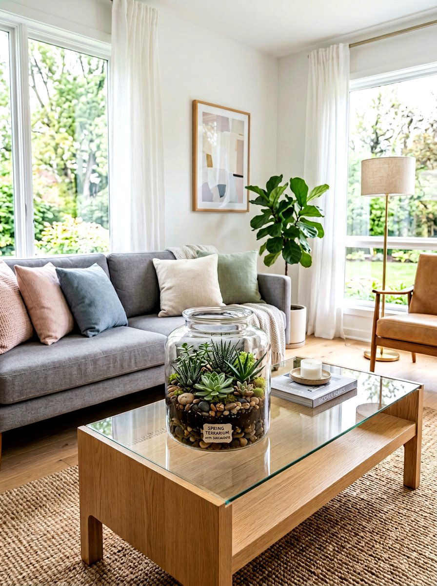 Spring Terrarium With Succulents - 25 Spring Glass Jar Decor Ideas