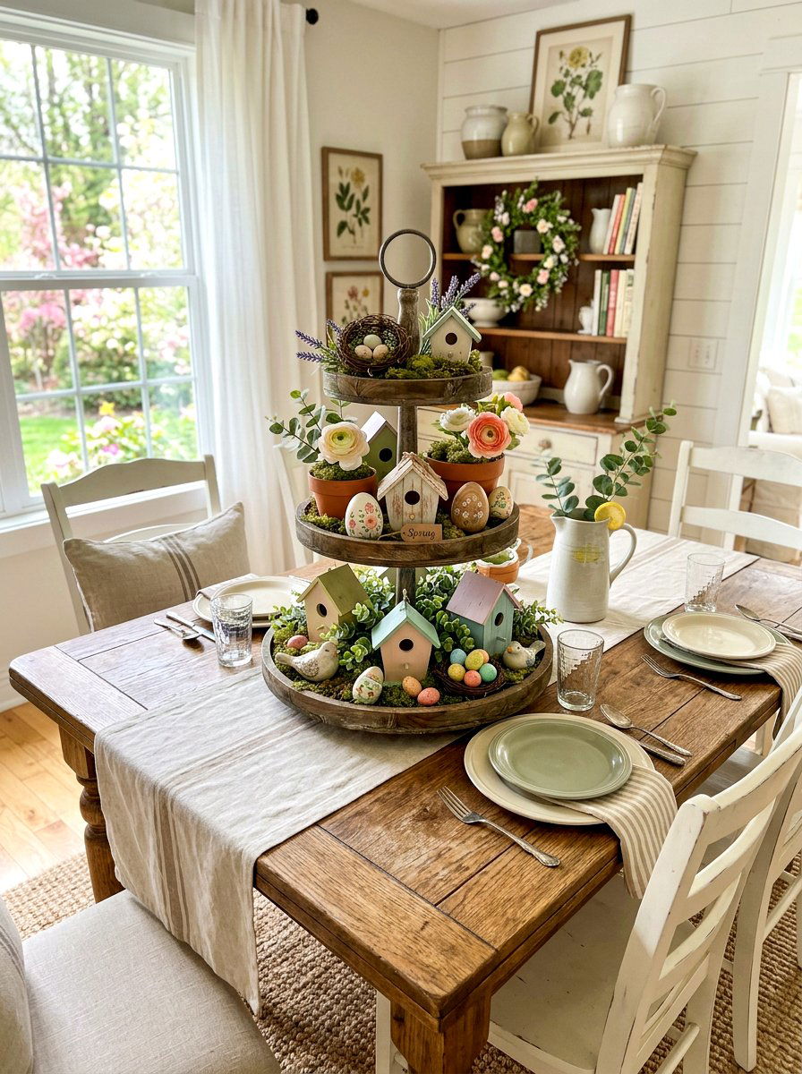 Spring Tiered Tray - 25 Spring DIY Centerpiece Ideas