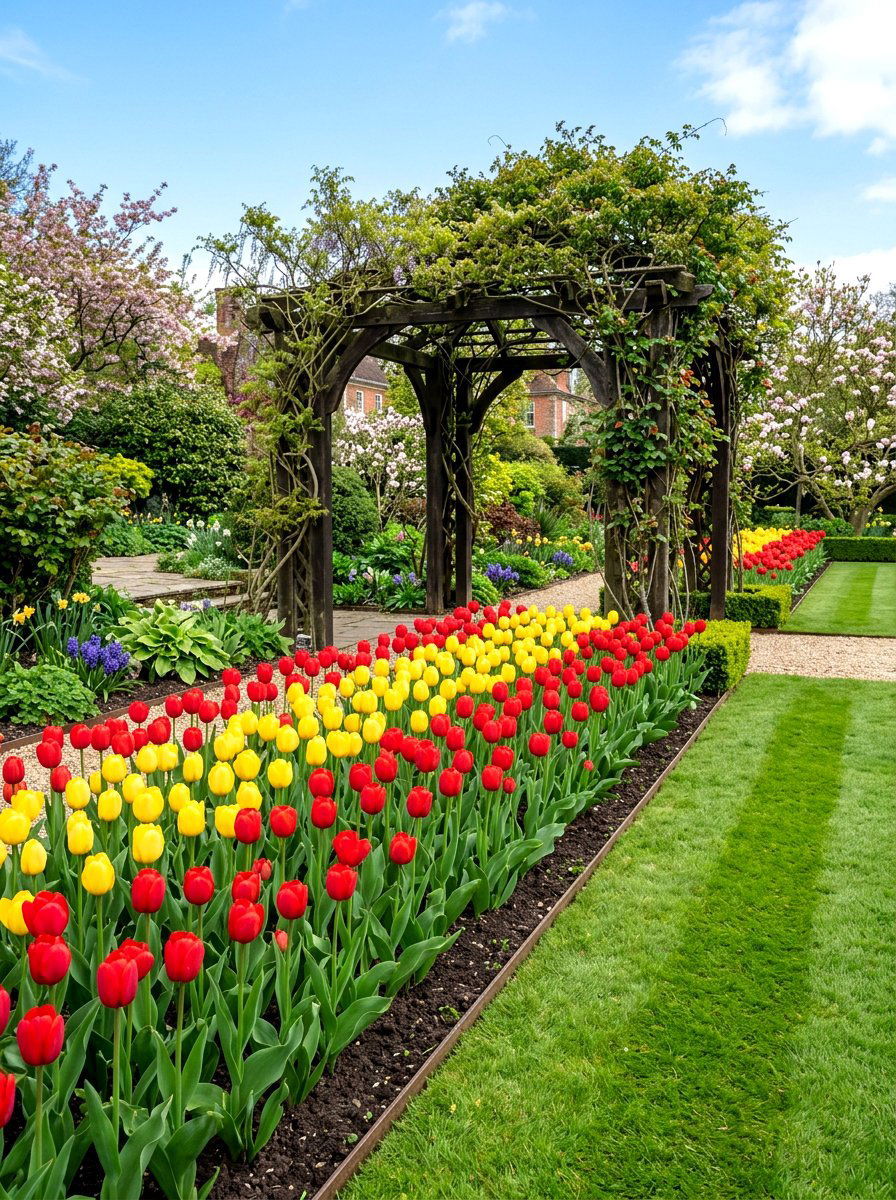 Spring Tulip Border - 25 Spring Arbor Decor Ideas