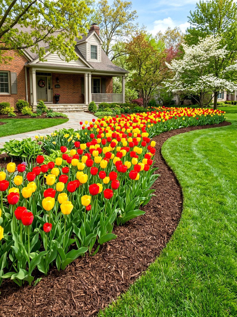 Spring Tulip Garden - 25 Front Yard Spring Decor Ideas