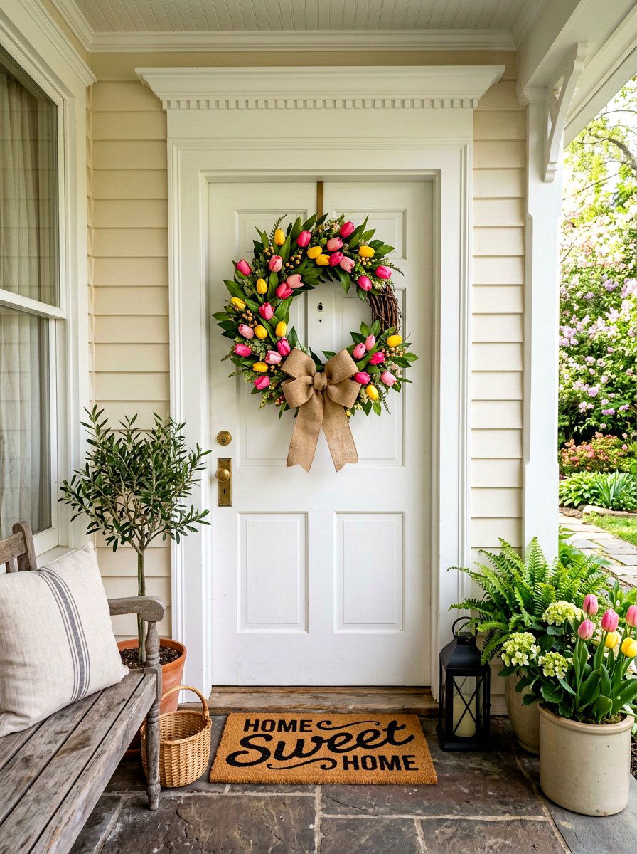 Spring Tulip Wreath - 25 Spring Grapevine Wreath Ideas