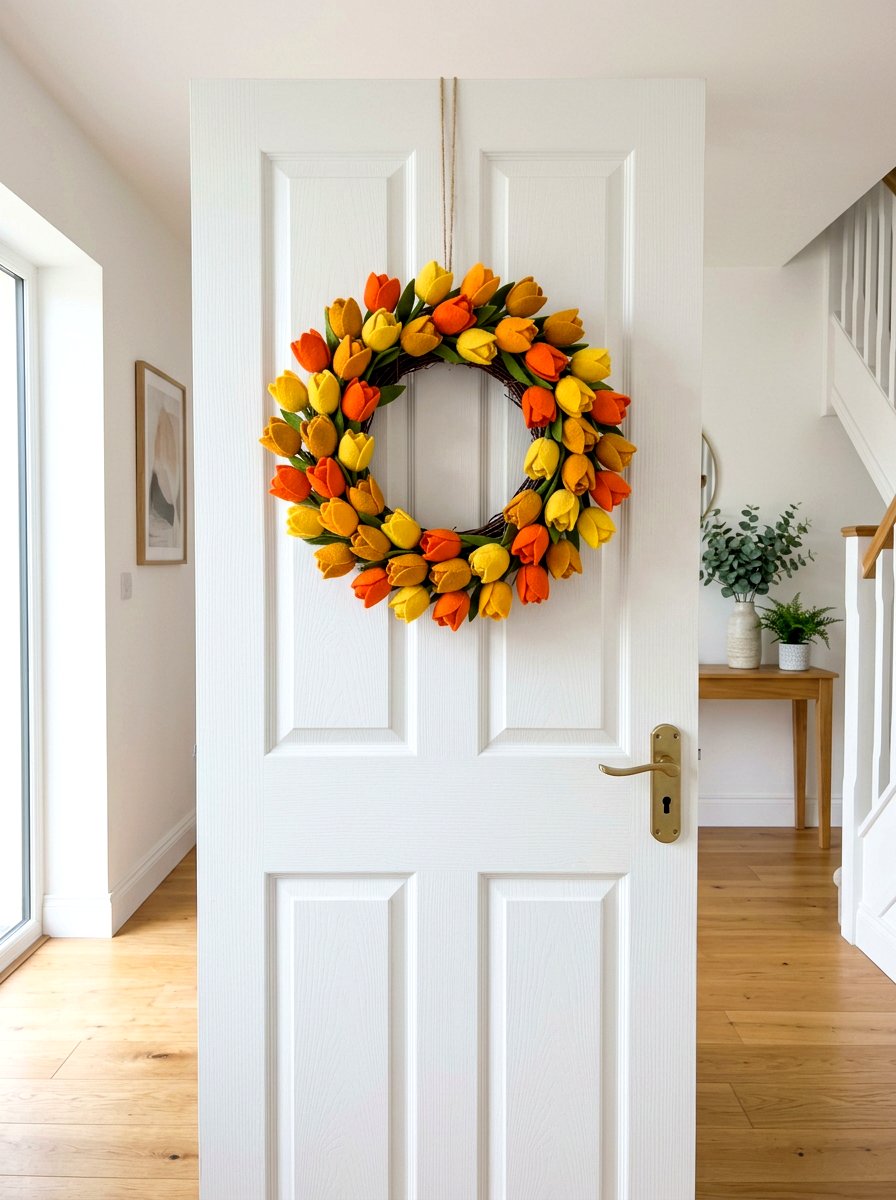 Spring Tulip Wreath - 25 Spring Felt Wreath Ideas