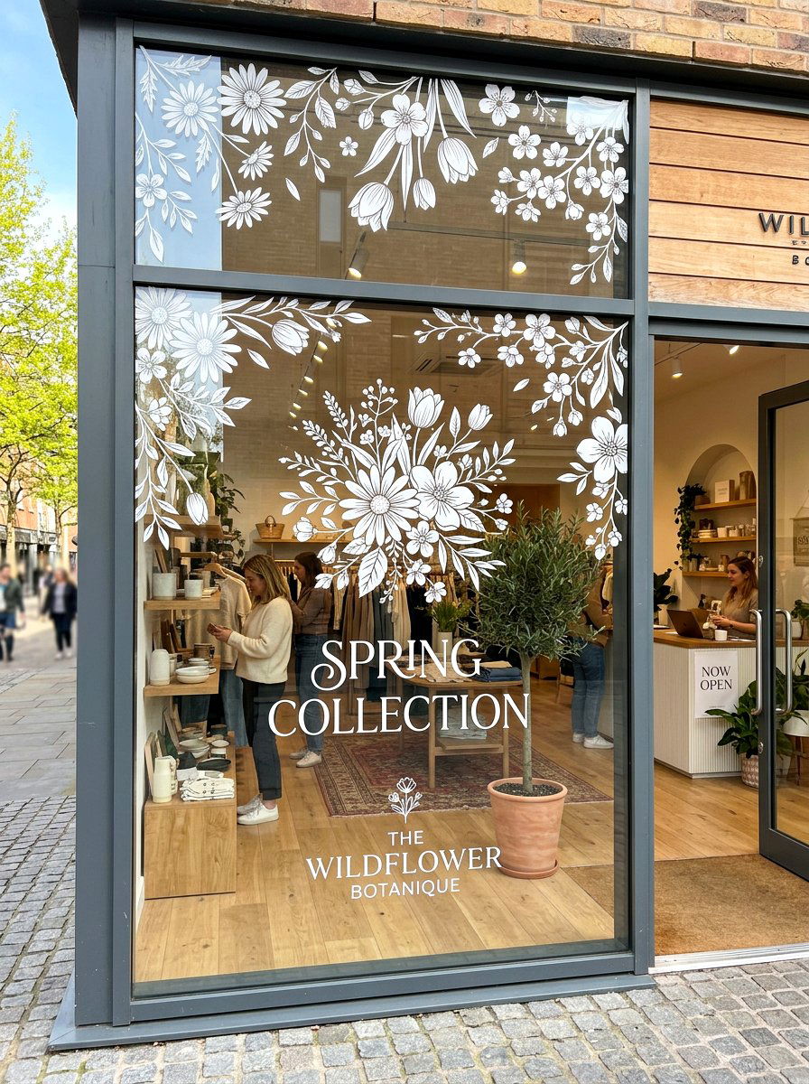 Spring Window Decal - 25 Spring Storefront Decor Ideas