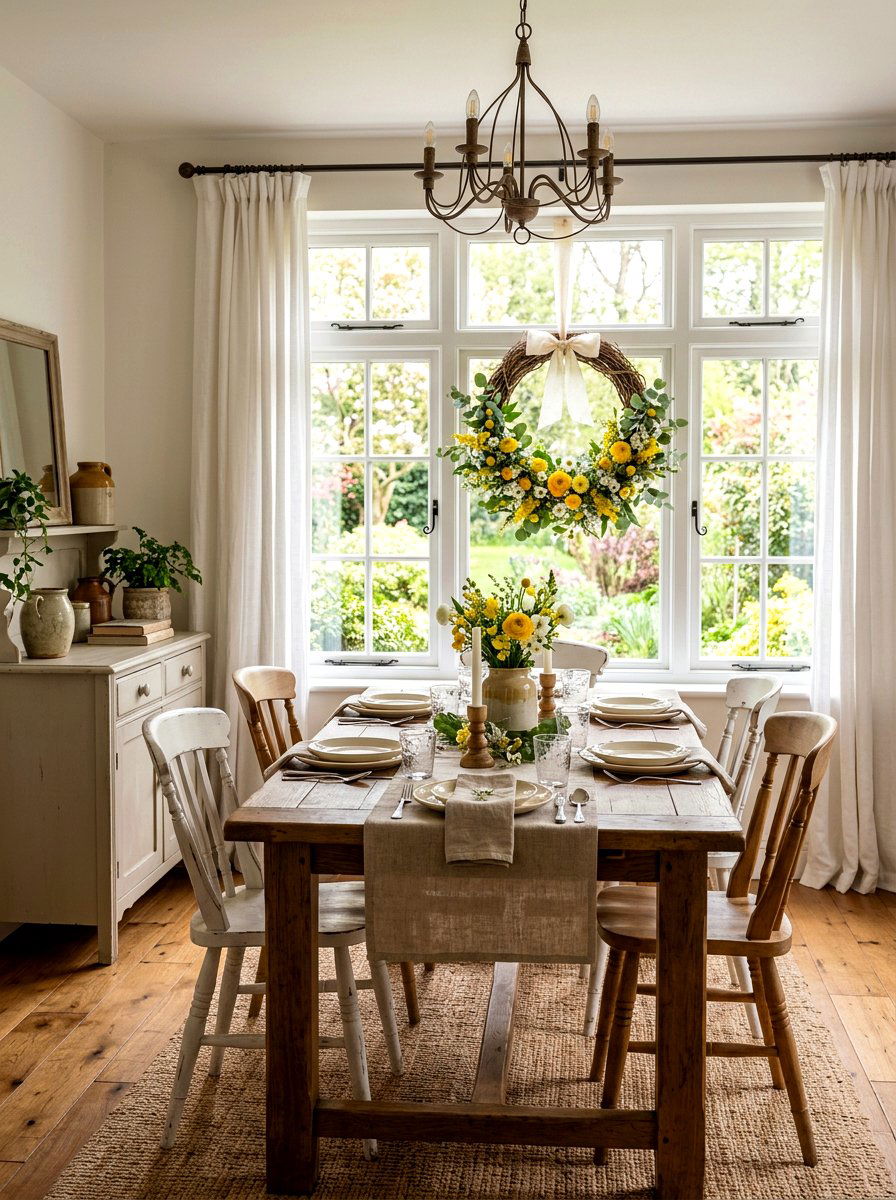 Spring Window Wreath - 25 Spring Window Decor Ideas