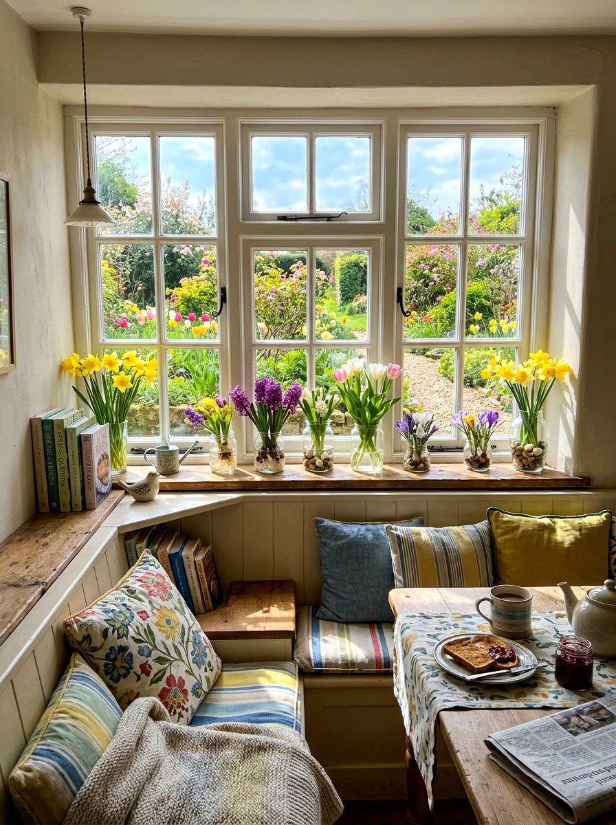 Spring Windowsill Bulb Display - 25 Spring Hyacinth Bulb Glass Ideas