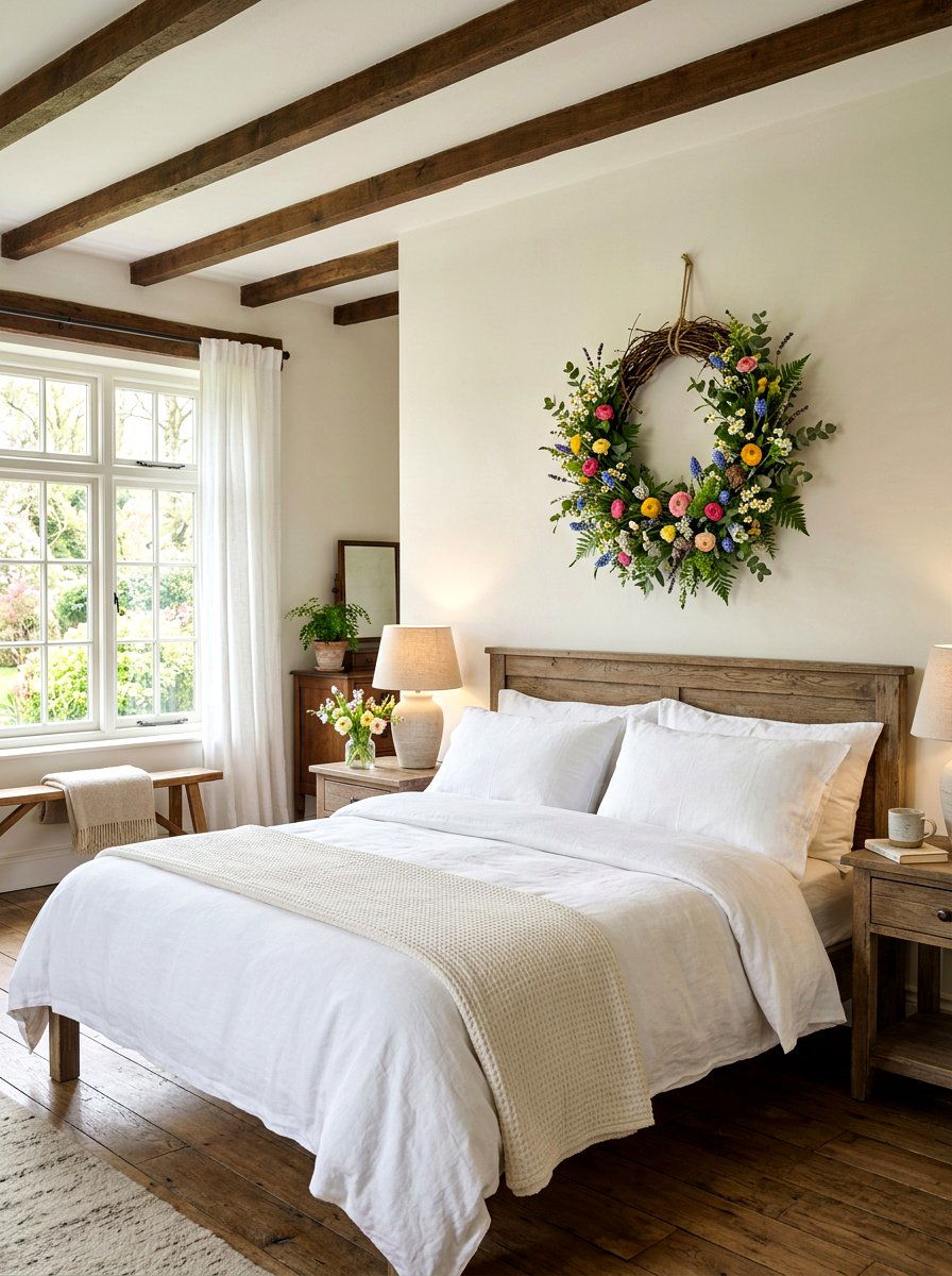 Spring Wreath - 25 Spring Guest Room Decor Ideas